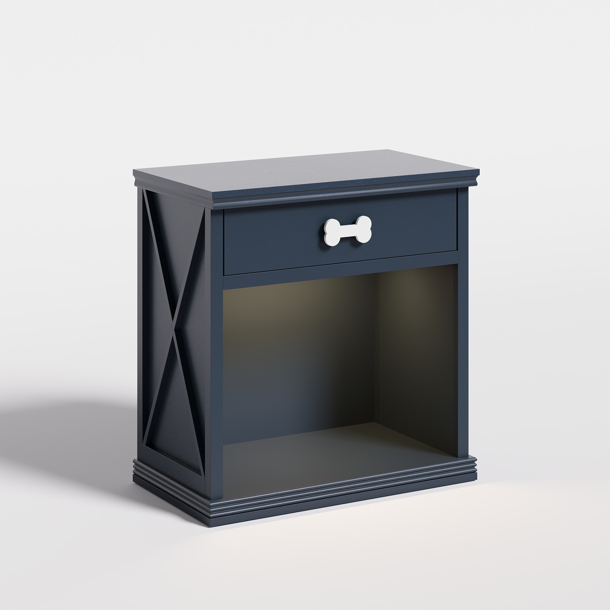 Cat Litter Box Enclosure Nightstand With Led Light Navy Blue_voghion.com